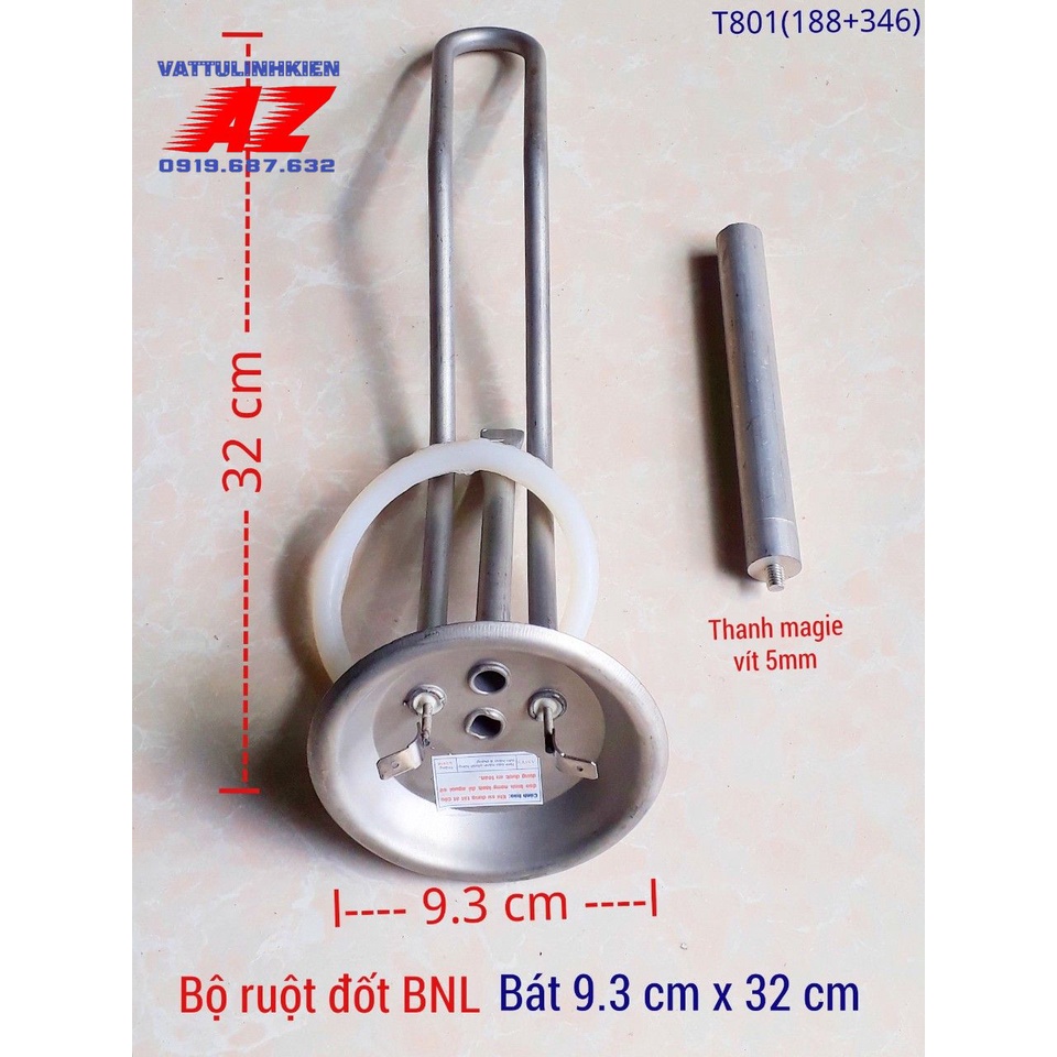 Bộ linh kiện ruột đốt Bình nóng lạnh FERROLI ngang bát tròn  9,3cm x 32cm + Thanh magie 5mm (188+346)