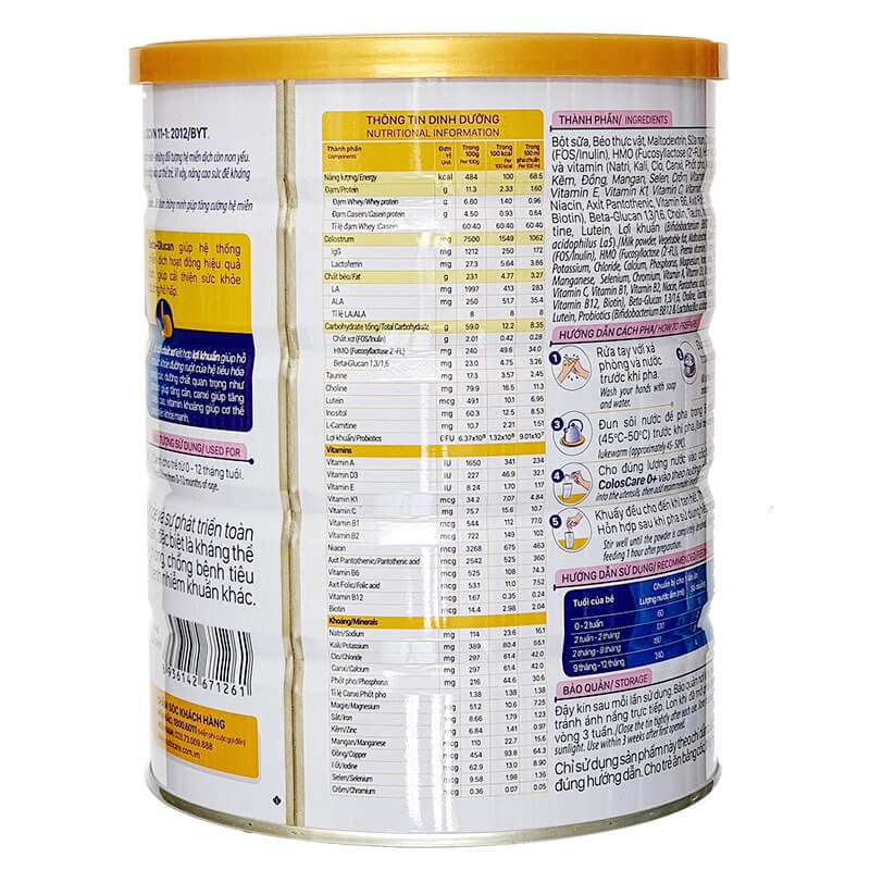 Sữa Non Nutricare ColosCare số 1+ 800g tăng cường miễn dịch