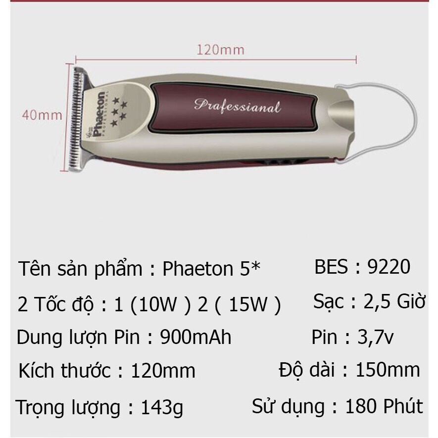 Tông Đơ Cạo Viền, Chấn Viền Chuyên Nghiệp Phaeton 5 Sao.