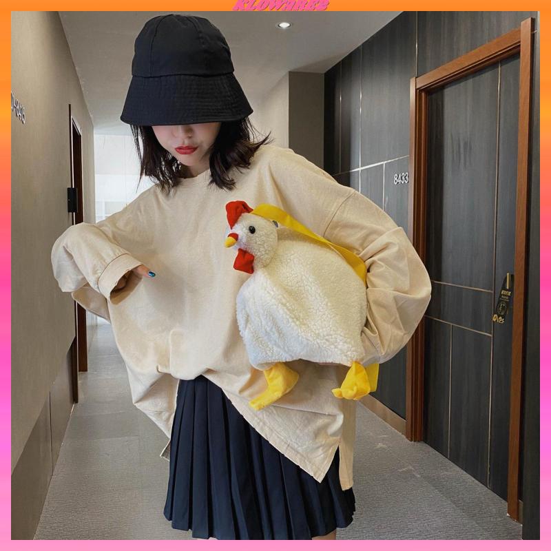 Túi đeo chéo phối hình con gà trống dễ thương cho nữ