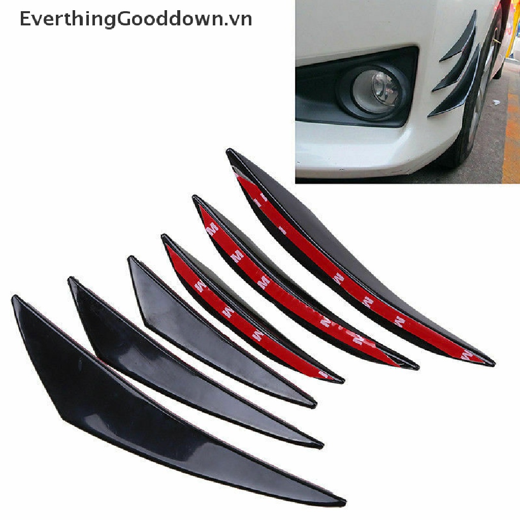 Everthinggooddown Set 6 Thanh Cản Trước Thân Xe Hơi Màu Đen Bóng