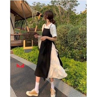 Sét yếm buộc eo phối váy trắng HĐ75