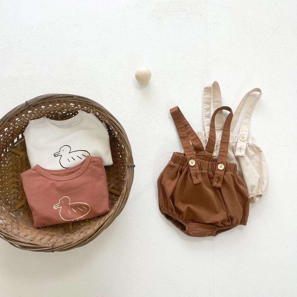 Áo Liền Quần Tay Dài In Hình Vịt Con Bằng Cotton Dành Cho Trẻ Em Thời Trang 2023