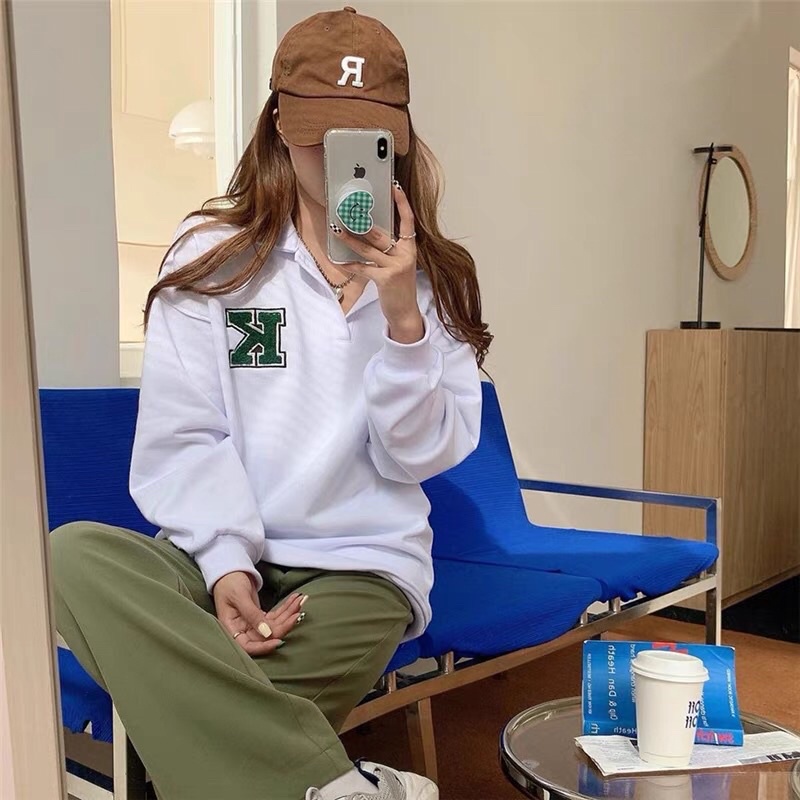 TKLIHN Áo SWEATER polo dài tay Ulzzang phong cách ÂU MỸ 2021 KÈM 2 ẢNH THẬT Ở CUỐI | BigBuy360 - bigbuy360.vn