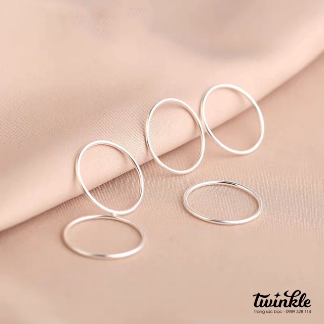 Nhẫn bạc nữ trơn mảnh đơn giản 925 Made by Twinkle Silver