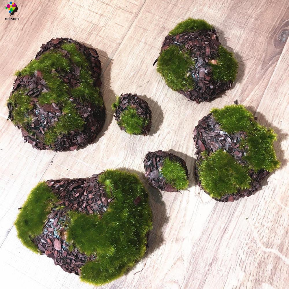MIOSHOP 6PCS/Pack Mini Green Moss|Multi-shaped Simulation|Fake Rock Blocks DIY Garden Decoration Fairy Garden Artificial Grass Wood Micro Landscape