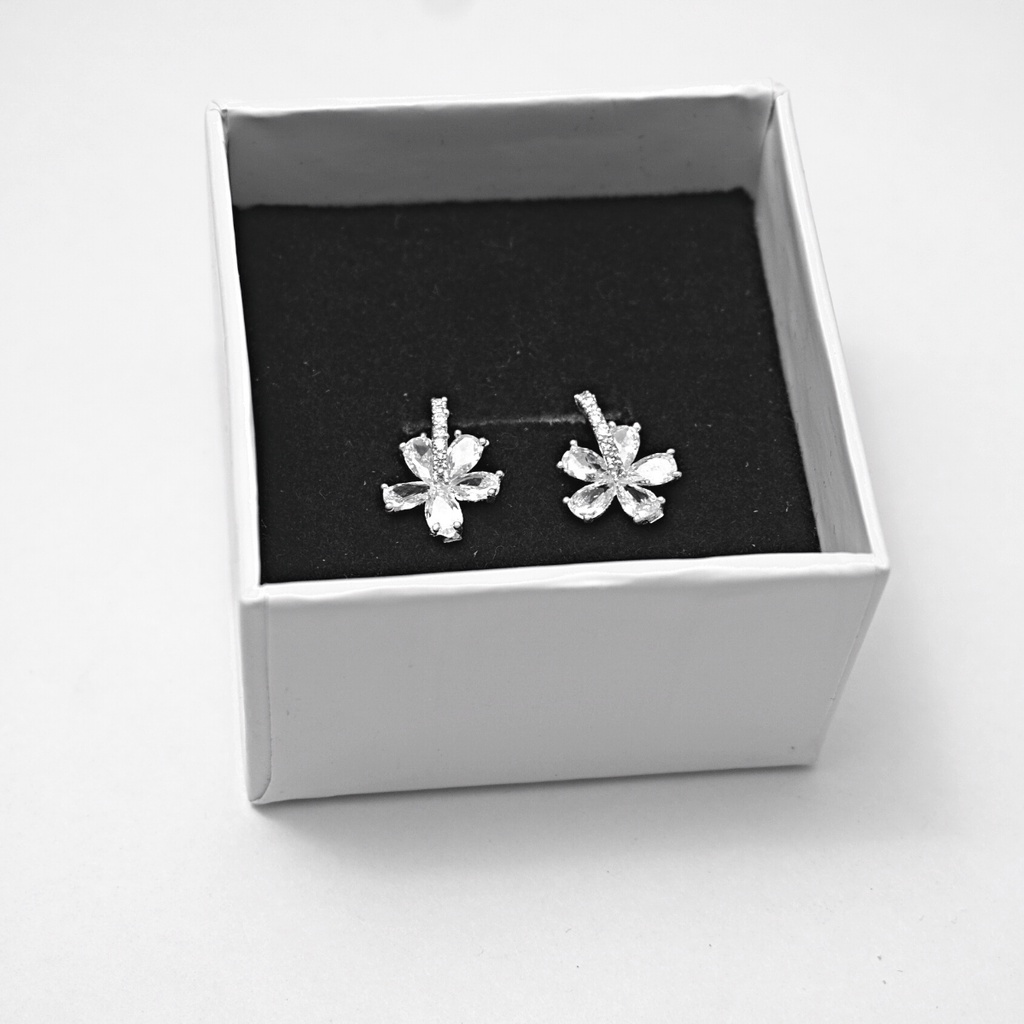 Bông tai bạc ATJ9083 , hoa tai nữ hình hoa đá Stone flower shape ANTA Jewelry