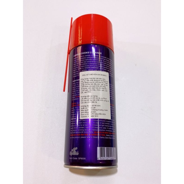 Dầu xịt chế hòa khí Sparko , vệ sinh bình xăng con làm sạch cặn bẩn dung tích 400ml