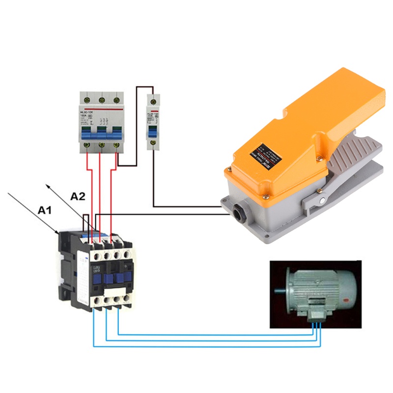 Công Tắc Bàn Đạp Tự Khởi Động Bằng Nhôm AC 380V 15A LT4