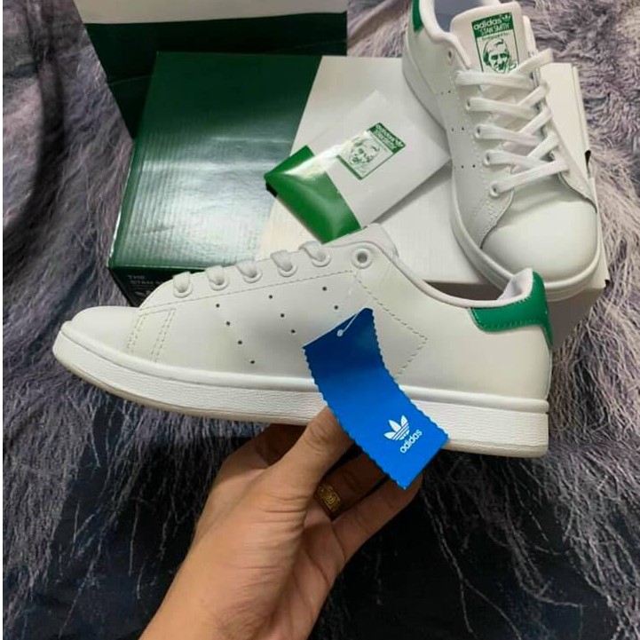 Giày thể thao sneaker stan smith màu trắng gót xanh full size, full bill box hàng 1:1 | BigBuy360 - bigbuy360.vn