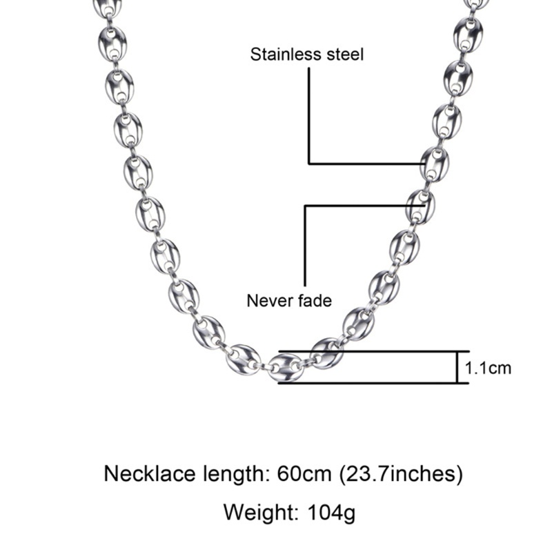 Dây Chuyền / Vòng Tay Hạt Cà Phê 11mm Bằng Thép Không Gỉ Phong Cách Hip Hop Thời Trang Cho Nam Và Nữ