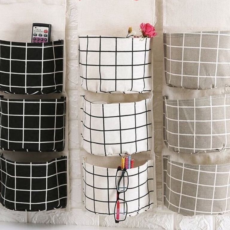 Túi Vải Treo Tường 3 Ngăn VINTAGE CANVAS Đa Năng, Đựng Đồ Cá Nhân Tiện Dụng - Giỏ Đựng Đồ Thông Minh DECOR Cao Cấp