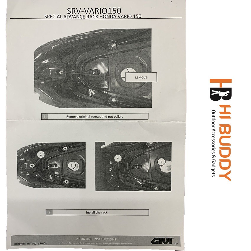 Baga Đặc Biệt Cho xe Honda Vario 125/150 GIVI SRV-VARIO150 -  Kèm Đế Đệm M5M | Hibushop