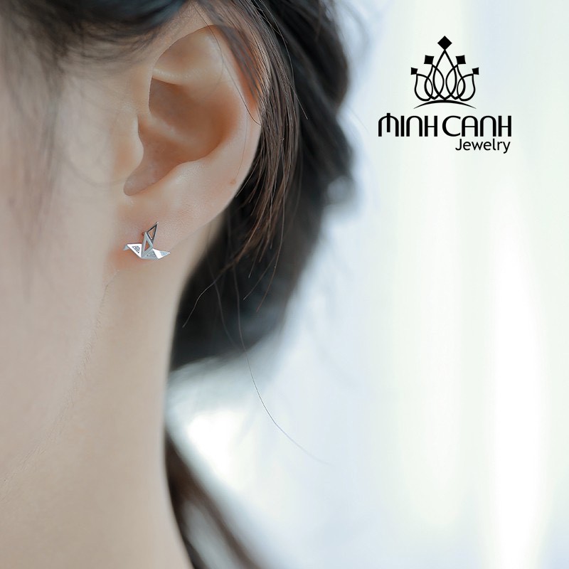 Khuyên Tai Chim Hạc Đính Đá - Minh Canh Jewelry