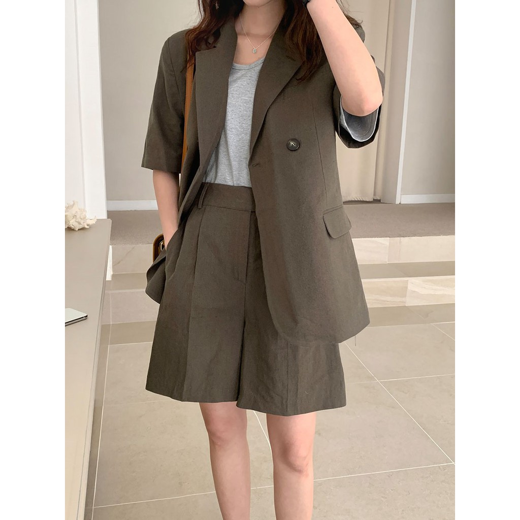[SẮN RÊU+BE SỐ LƯỢNG ÍT] Áo blazer cộc tay basic style Hàn Quốc (nâu/be/xanh)