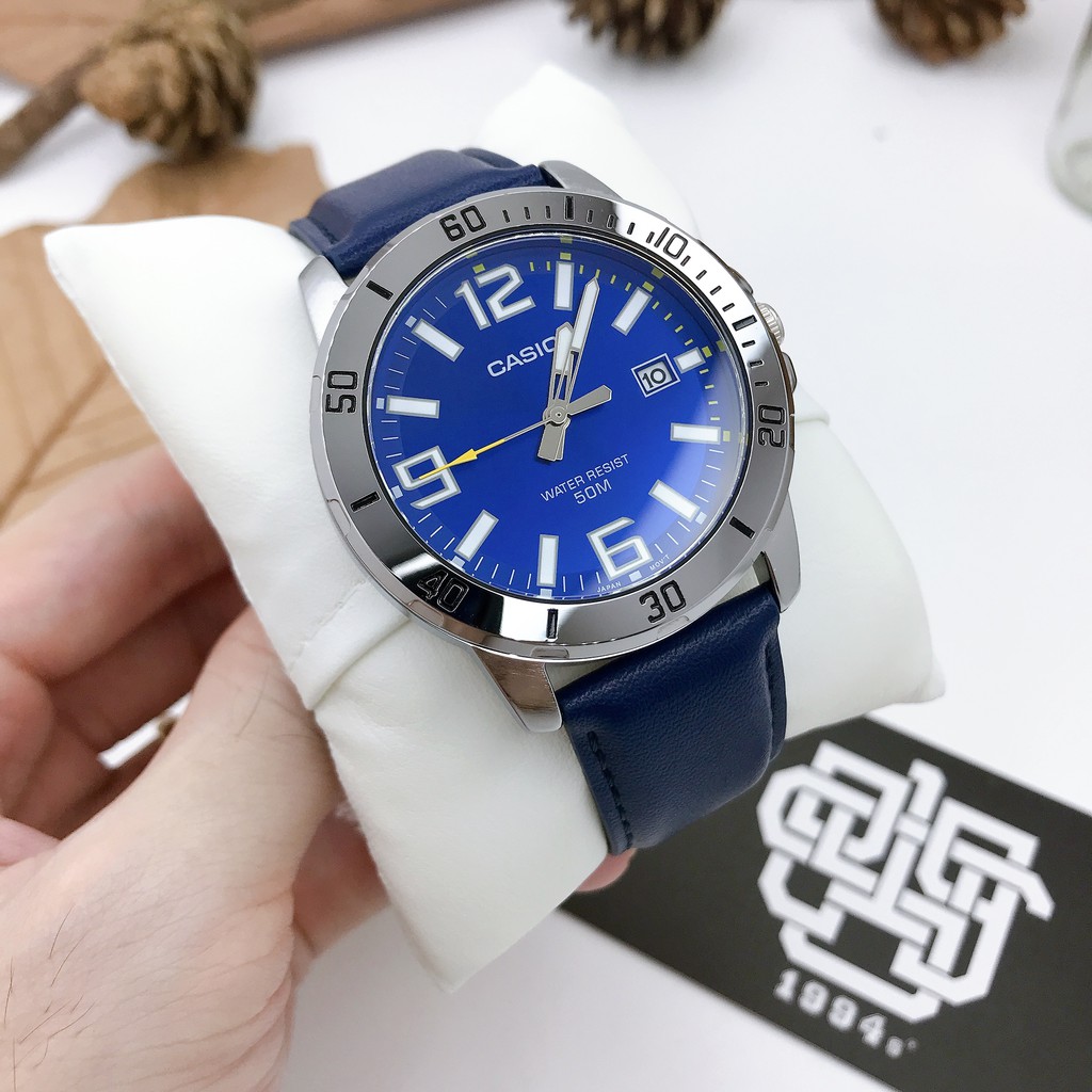 Đồng hồ nam Casio MTP-VD01L / MTP-VD01L-2B dây da, size 45mm, chống nước 50m, hàng chính hãng