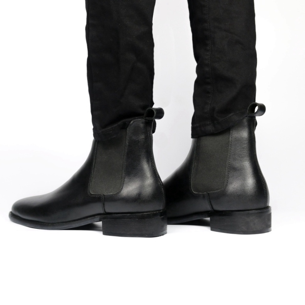 Giày bốt thời trang nam Chelsea Boots chất liệu da trơn nhẵn đế cao su đúc nhiệt đọn 3.5cm