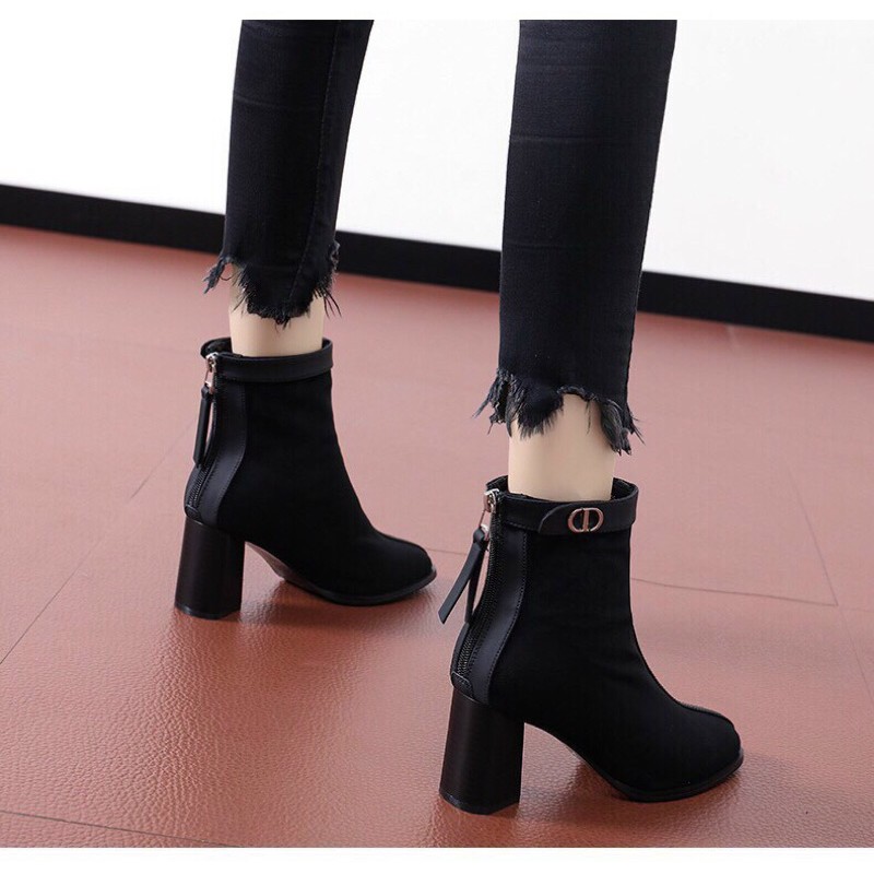 👠👢Boots C Di’o.r da lộn khoá silver sang chảnh  - Hàng ORDER QUẢNG CHÂU CAO CẤP.