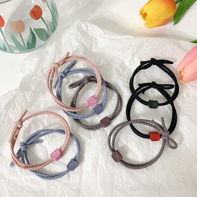 [Bán Chạy] [Vòng Tay Dây Bện Mặt Hình Chú Heo Dễ Thương Thời Trang Hàn Quốc Cho Cặp Đôi] [Trang Sức Nam Nữ]