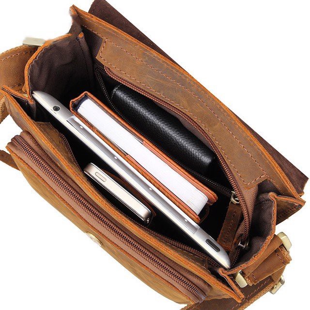 TÚI ĐEO CHÉO NAM DA BÒ SÁP NHIỀU NGĂN - 1709299