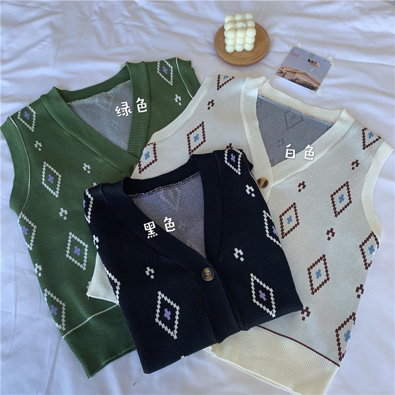 Xiaozhainv Áo Gile Không Tay Cổ Chữ V Dáng Rộng Phong Cách Hàn Quốc Cho Nữ | BigBuy360 - bigbuy360.vn