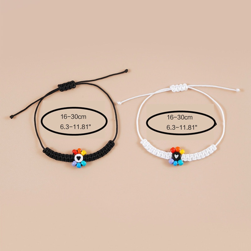 Set 2 Vòng Tay Bện Dây Xỏ Hạt Nhiều Màu Phong Cách Bohemian