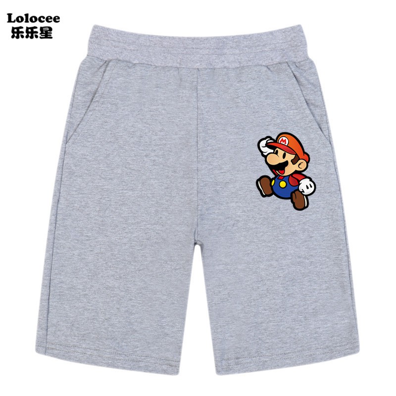 Quần Short Lưng Thun In Hình Super Mario Cho Bé Trai &amp; Gái