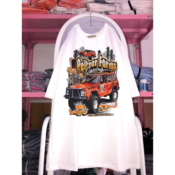 Áo thun cotton tay lỡ dáng rộng xe hơi