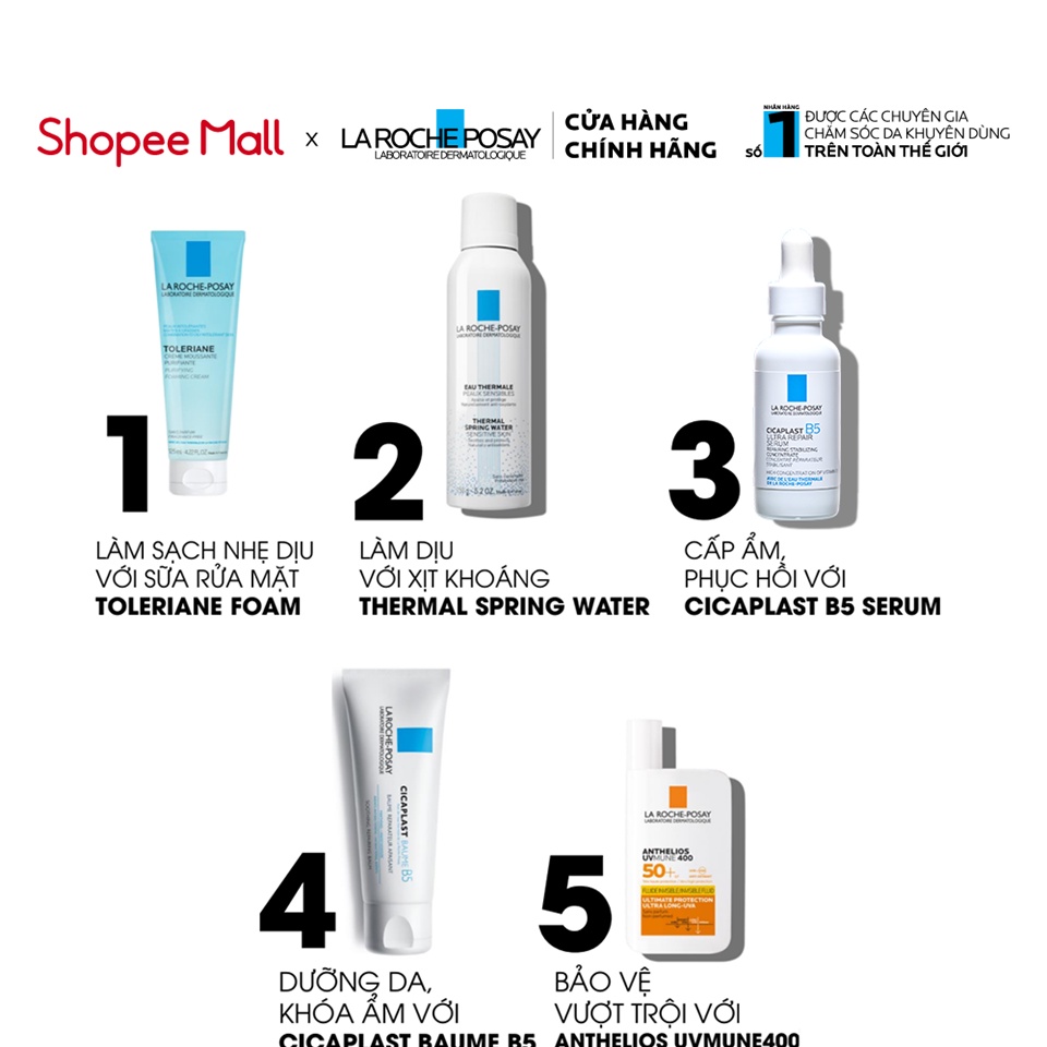 Dưỡng chất giúp dưỡng da, làm mềm, mượt và ẩm da, hỗ trợ bảo vệ da La Roche-Posay Cicaplast B5 Ultra Repair 30ml