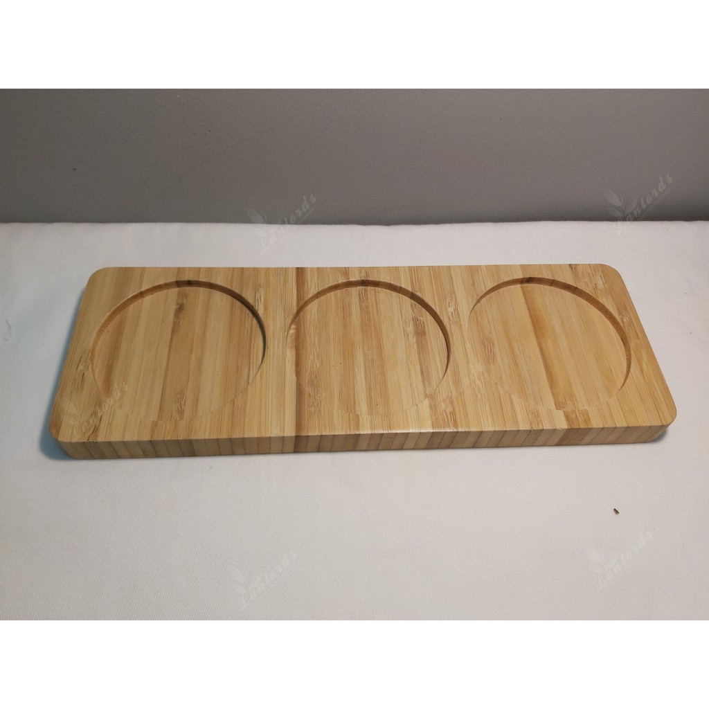 Bộ 3 hũ đựng gia vị kèm thìa xúc và khay bằng tre