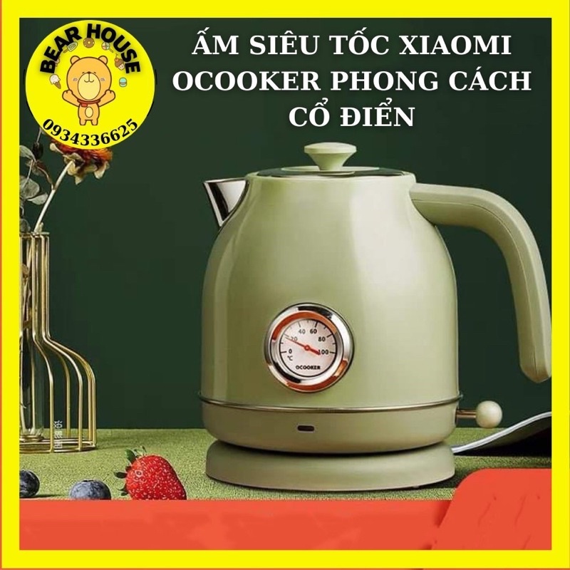 [SẴN HÀNG] Ấm đun nước siêu tốc Xiaomi Ocooker phong cách Retro có đồng hồ hiển thị nhiệt độ