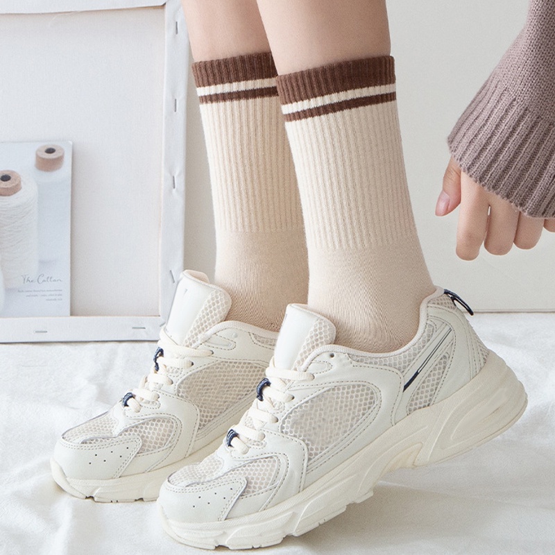 Vớ cổ cao viền thun từ cotton co giãn phong cách Hàn Quốc dành cho nam và nữ JP5