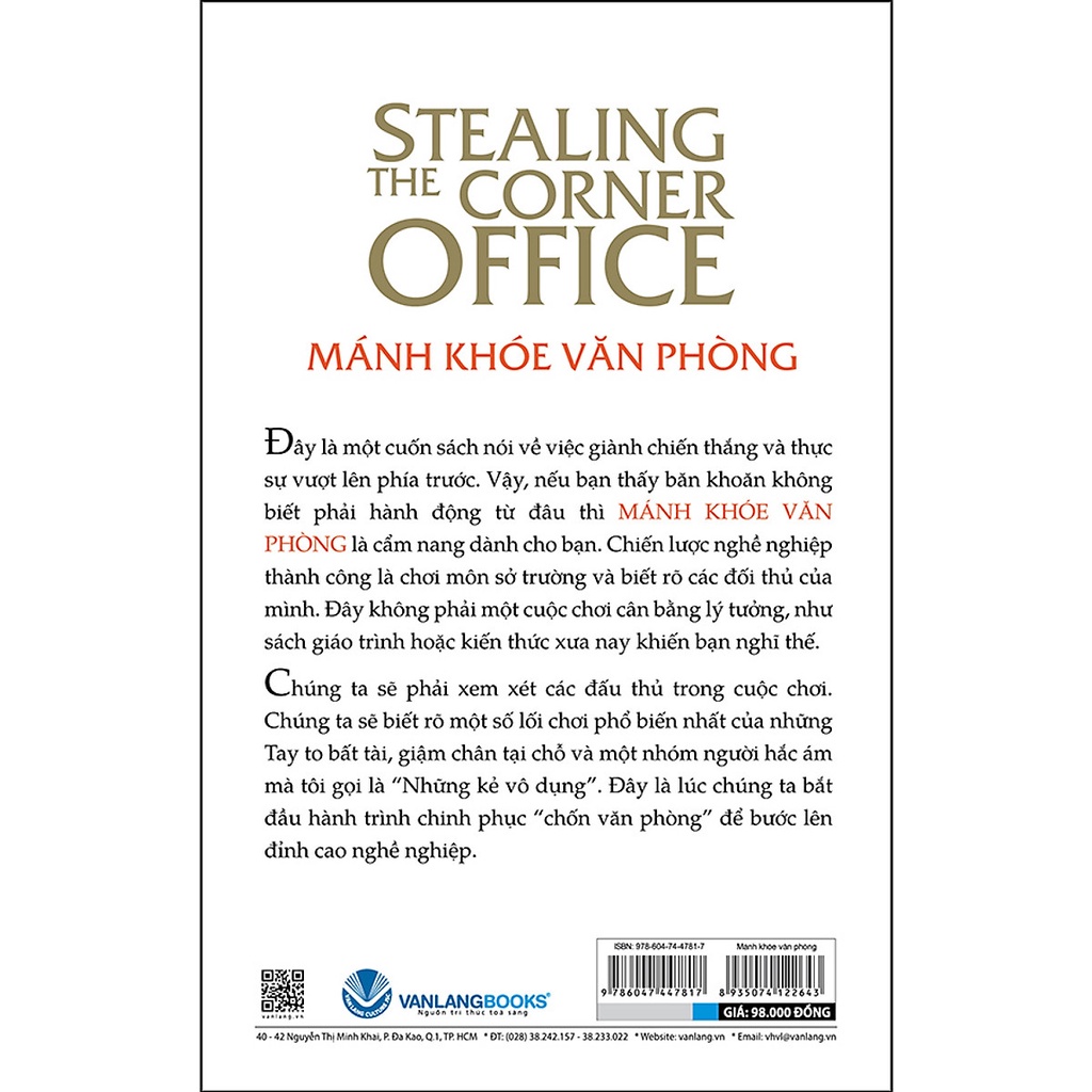 Sách - Mánh Khóe Văn Phòng - Stealing The Corner Office (Brendan Reid- Văn Lang)