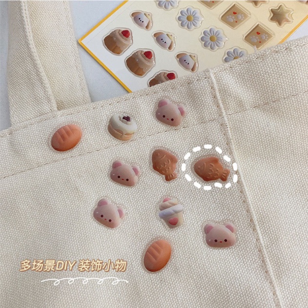 Set 3 Miếng Dán Điện Thoại Epoxy Pha Lê Hình Hoạt Hình Ba Chiều Phong Cách ins Cho Nữ Sinh