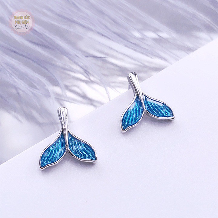 Bông tai nữ đuôi nàng tiên cá thời trang Hàn cực xinh, bạc ý S925 giá rẻ - HT219