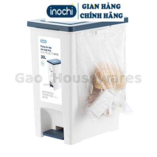 [FreeShip] Thùng rác đạp chữ nhật 30L (có lõi) inochi, nhựa nguyên sinh, ngăn mùi hôi, kháng khuẩn - Giao màu ngẫu nhiên