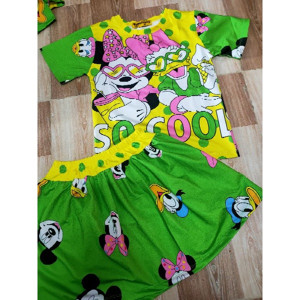 Bộ áo tay ngắn + váy quần thun lạnh 3d hàng shop cho bé gái size đại