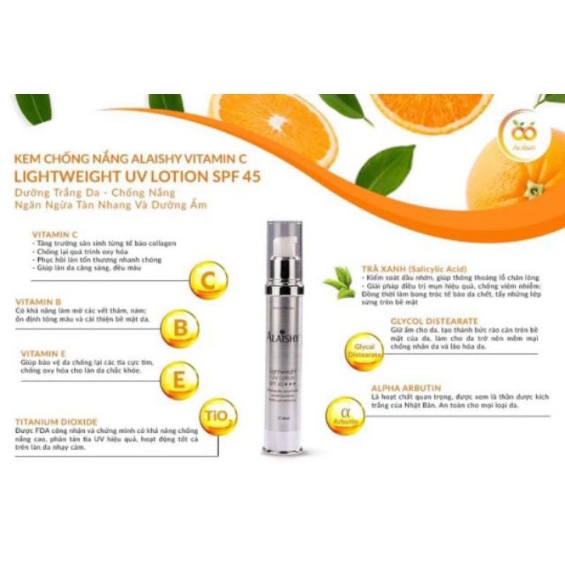 Kem chống nắng Vitamin C nâng tone Spf 45+ PA+++