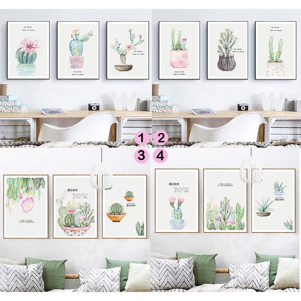 Tranh Xương Rồng Decor Phòng Khách Phòng Ngủ, Tranh Canvas Trang Trí Nội Thất Tự Nhiên Sang Đẹp, Tanh Treo Tường Siêu Rẻ