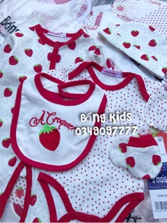 Set 5 Món Sơ Sinh Bé Gái Dâu Tây