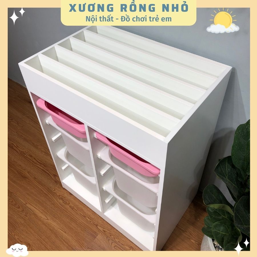 Kệ sách kết hợp kệ đồ chơi thùng nhựa IKEA đa năng cho bé - kệ để đồ chơi cho bé - Xương Rồng Nhỏ