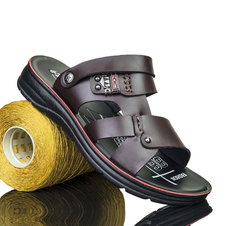 Dép nam da cao cấp đẹp quai ngang quai chéo có quai hậu thời trang trẻ và trung niên