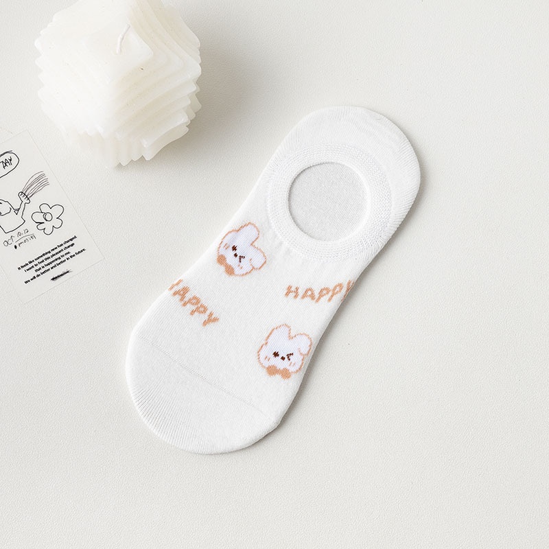 Vớ Mắt Cá Chân Ngắn Mỏng In Họa Tiết Gấu Nhỏ Dễ Thương Thời Trang Xuân Hè Phong Cách Nhật Bản Cho Nữ Sinh