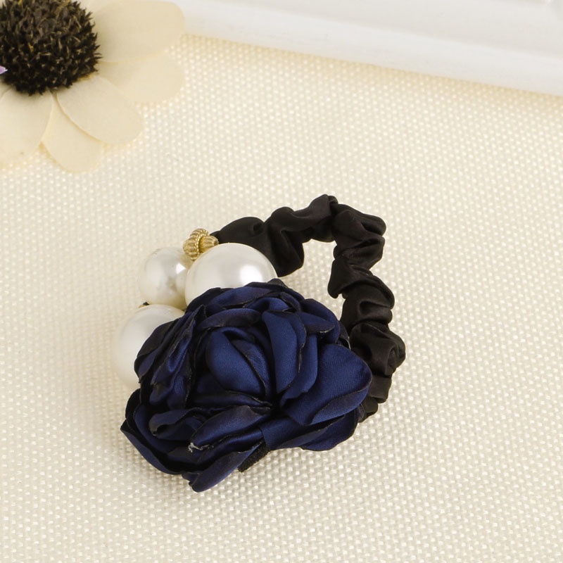 Dây Cột Tóc Ruy Băng Satin Đính Hoa Hồng Và Ngọc Trai Cho Nữ YOUYO