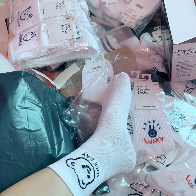 Tất hoạt hình Miumiu vớ hàn quốc cổ cao dễ thương hàng cao cấp