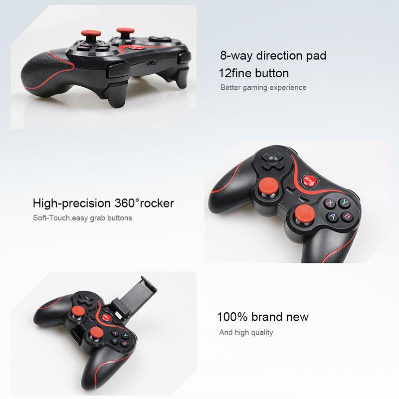 Tay Cầm Chơi Game T3 Bluetooth Không Dây 2.4G Cổng USB Cho Điện Thoại Android PC PS3 Box TV