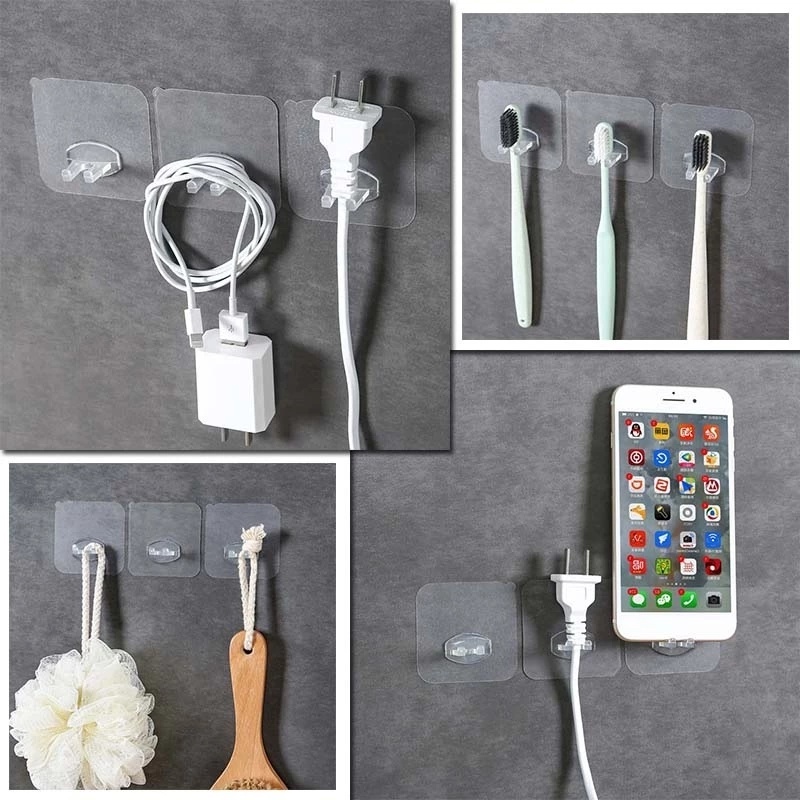 Set 2 giá đỡ bàn chải đánh răng tự dính không cần đóng đinh tiết kiệm không gian đa năng