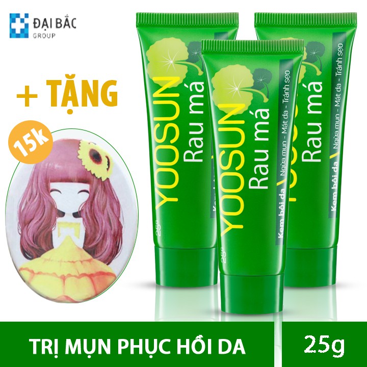 [CHÍNH HÃNG] Combo 3 tuýp YOOSUN RAU MÁ ngừa mụn dưỡng da hiệu quả 25g - tặng kèm một gương mini bỏ túi cực xinh