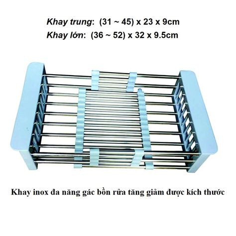 RỔ RÚT INOX CHỈNH KÍCH THƯỚC ĐẶT BỒN RỬA BÁT SIÊU TIỆN ÍCH