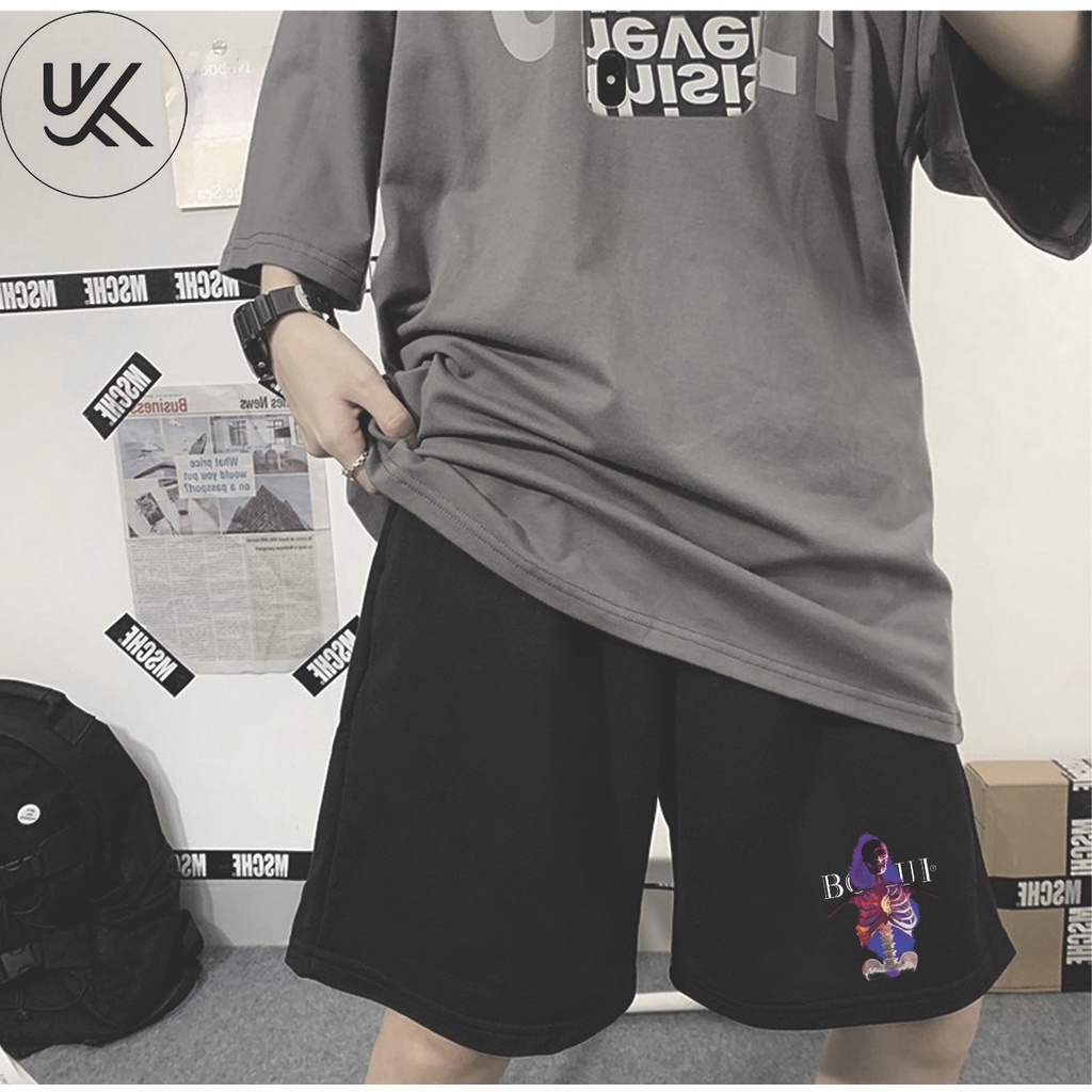 QUẦN SHORT BOBUI XƯƠNG Nam Nữ, chất thun Poly 2 da, đùi thể thao, cộc ngắn form rộng unisex